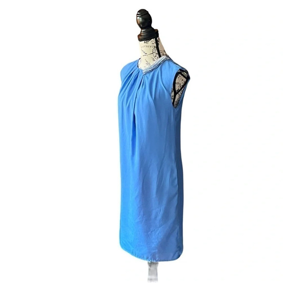 3.1 Philip Lim Target womens Blue Shift mini Dress Jeweled Neck Line Size XS - Picture 3 of 11